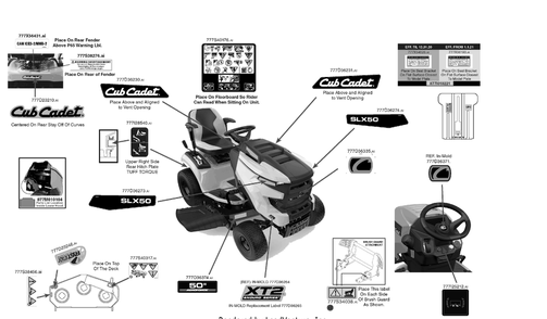Label Map Diagram and Parts List for XT2-SLX50KW (13AFA2TLA10)(2021) Cub Cadet Lawn Tractor